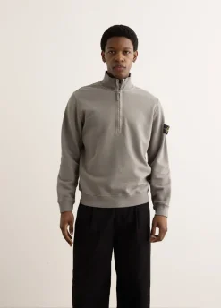 Regular Fit Organic Cotton Badge Half Zip Sweatshirt