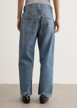 90's Crop Mid Rise Loose Straight Jeans