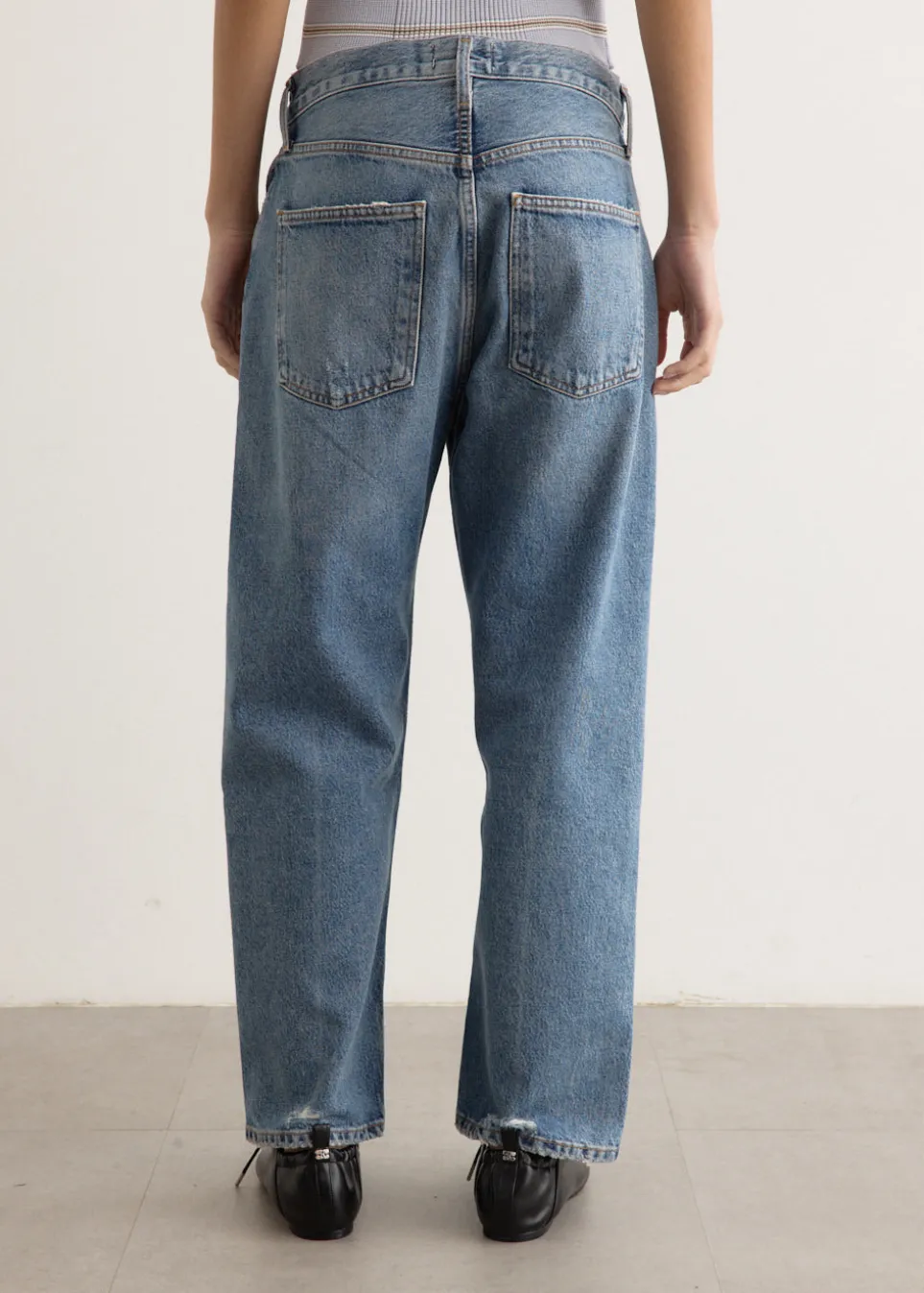 90's Crop Mid Rise Loose Straight Jeans