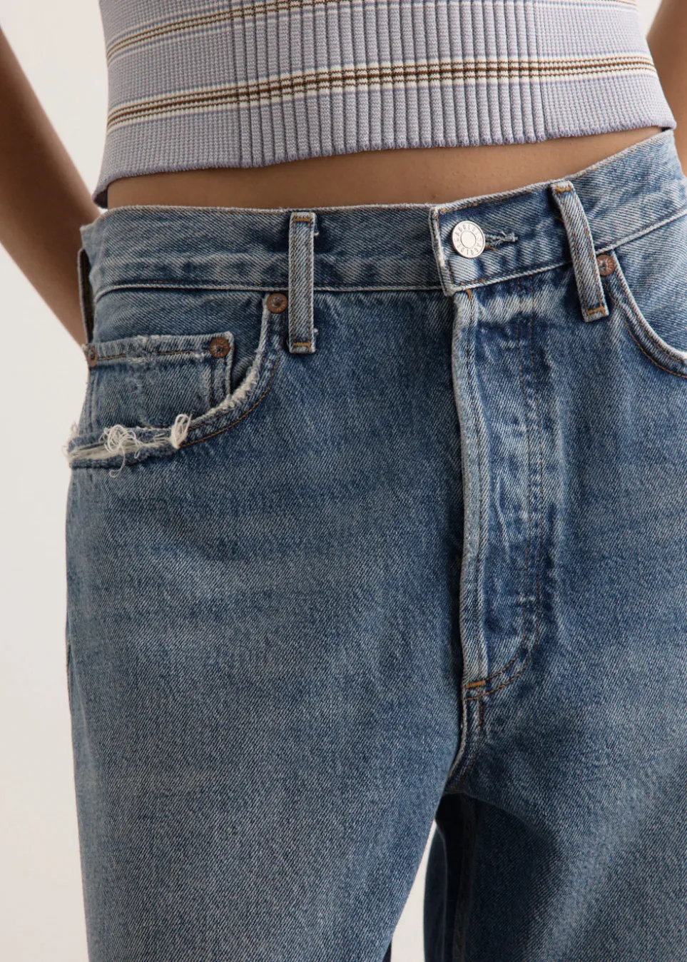 90's Crop Mid Rise Loose Straight Jeans