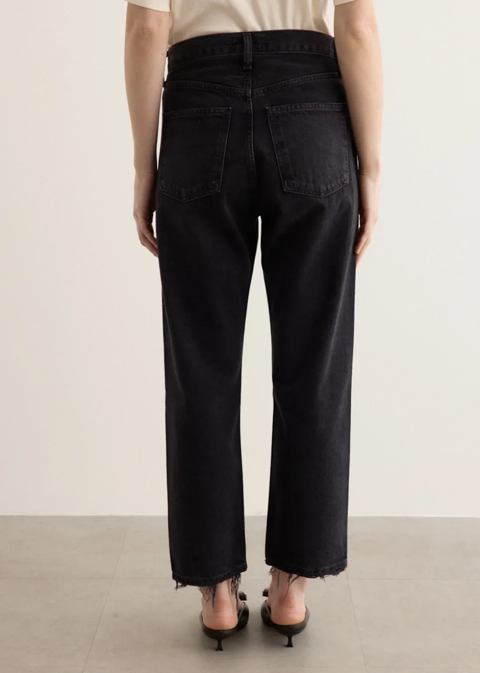 90's Crop Mid Rise Loose Straight Jeans