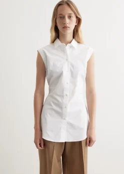 Shaped Poplin Sleeveless Shirt