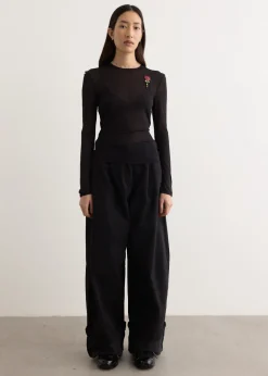 Sheer Fitted Ballet Mesh Top With Bip