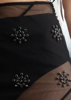 Sheer Spiral Midi Skirt