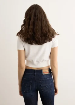 Short Sleeve Polo Cardigan With Embroidered Logo