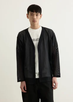 S.S. V Neck Knit Mesh Cardigan