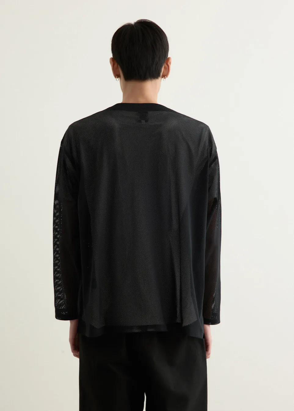 S.S. V Neck Knit Mesh Cardigan