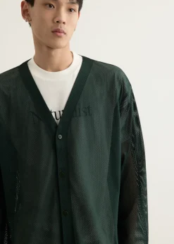 S.S. V Neck Knit Mesh Cardigan