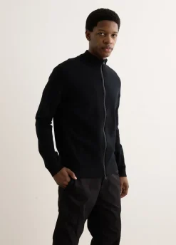 Stand Collar Zip Knit Cardigan