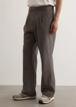 Tropical Wool Kid Mohair One-Tuck Slacks