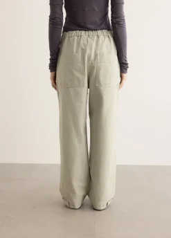 Washed Cotton Wide Pants