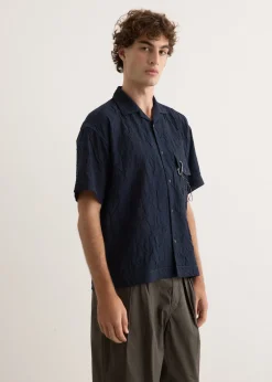 Washer Pleated Open Short Sleeve Shirt