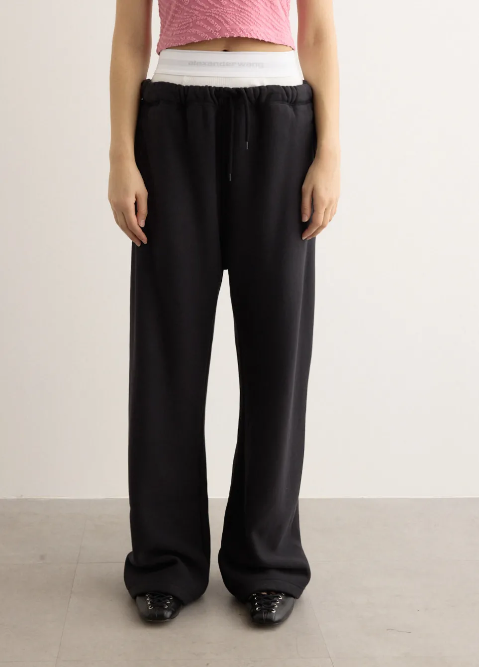 Wide Leg Sweatpants With Exposed Brief