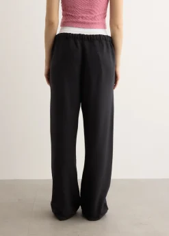 Wide Leg Sweatpants With Exposed Brief