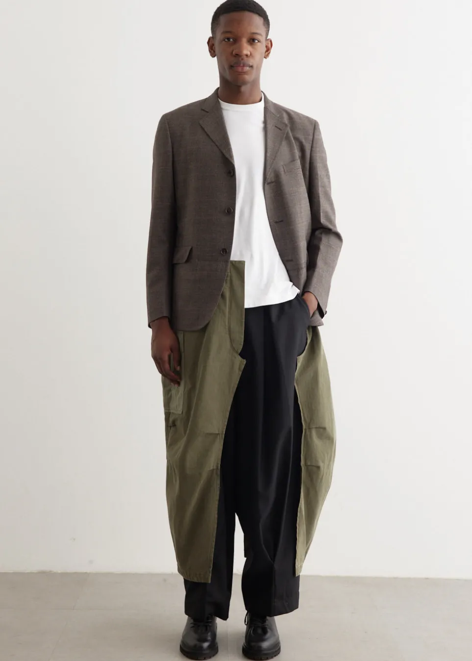 Wool Check x Cargo Pant Tailored Coat