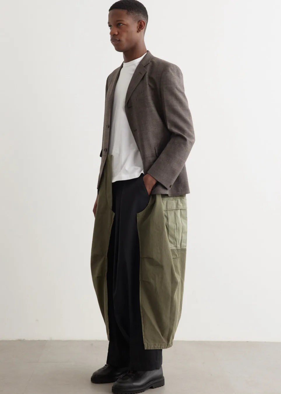 Wool Check x Cargo Pant Tailored Coat