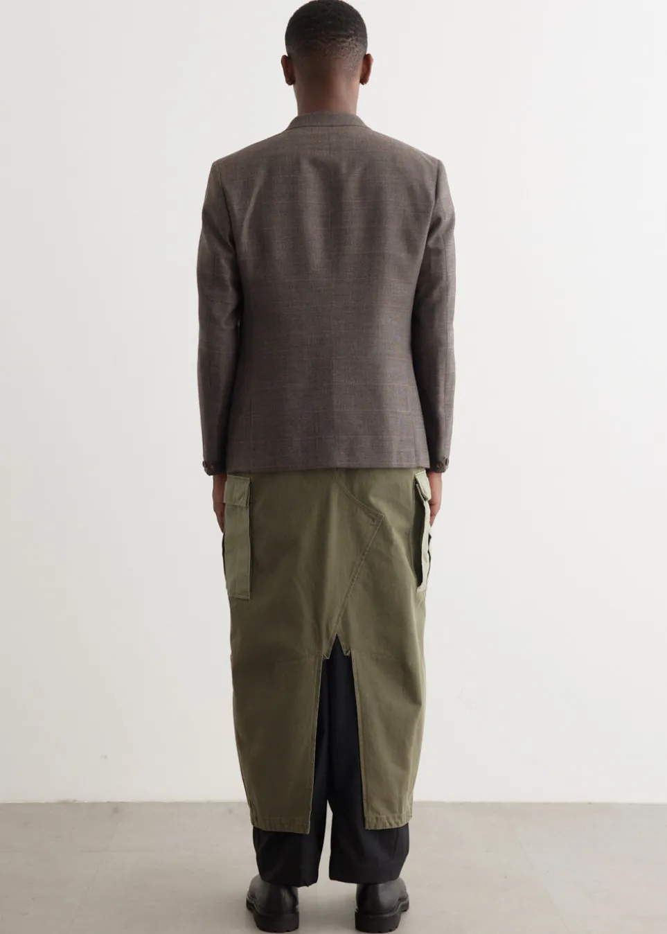 Wool Check x Cargo Pant Tailored Coat