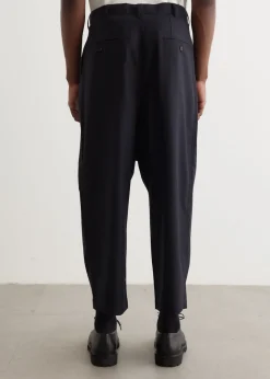 Wool Gabardine Dropped Trousers