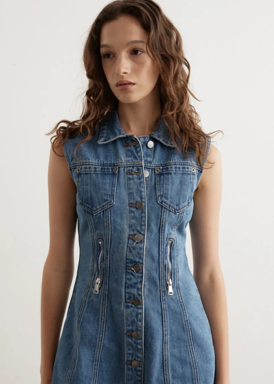 Zipper Denim Mini Dress
