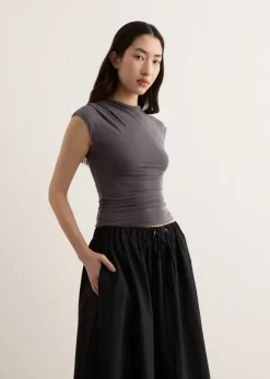 Agent Cap Sleeve Gathered Top