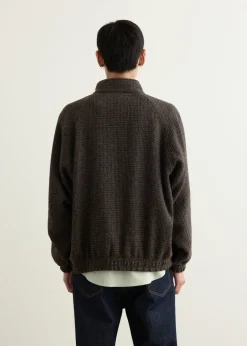 Alpaca Wool Silk Tweed Zip Blouson