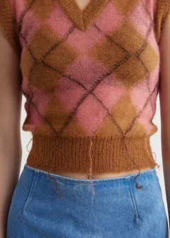 Argyle Light Mohair V-Neck Sweater Vest