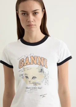 Basic Cotton Jersey Kitty Fitted T-shirt