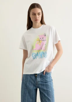Basic Cotton Jersey Neon Kitty T-Shirt