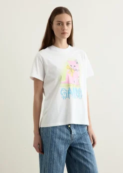 Basic Cotton Jersey Neon Kitty T-Shirt