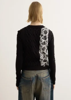 Boucle Cable Patchwork Knit Vest