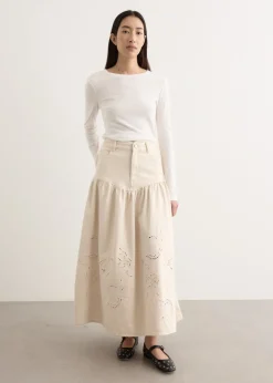 Broderie Anglaise Denim Skirt