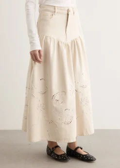 Broderie Anglaise Denim Skirt