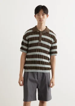 Bubble Stripe Polo Sweater