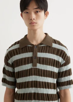 Bubble Stripe Polo Sweater