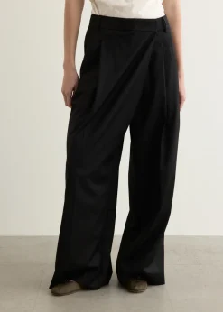 Calendered Wool Mid Waist Pants