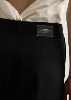 Calendered Wool Mid Waist Pants