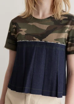 Camouflage Pleats Denim Top