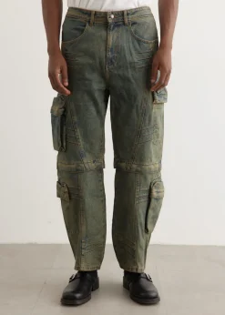 Cargo Coated Wide Leg Jeans