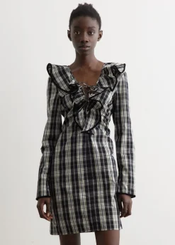 Check Cotton Mini Dress