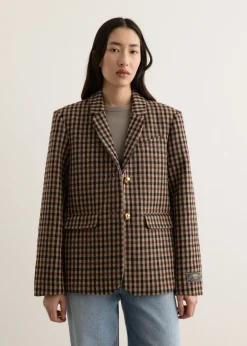 Check Wool Mix Oversized Blazer