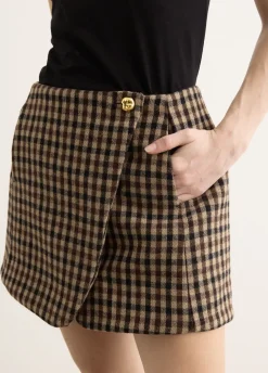 Check Wool Mix Skirt