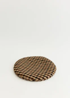 Checked Wool Mix Beret