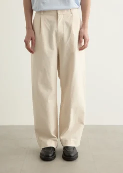 Chino Tuck Straight Cotton Duck Pants