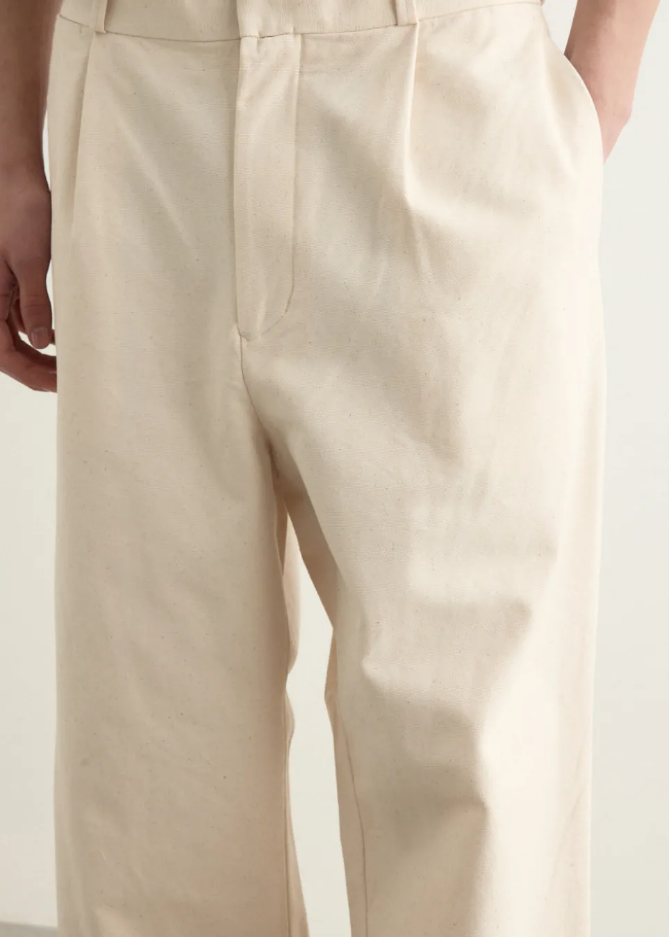 Chino Tuck Straight Cotton Duck Pants