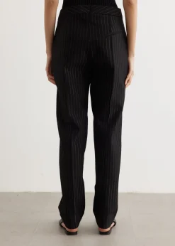 Compact Stripe Jersey Mid Waist Pants