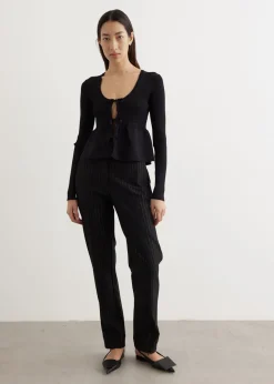 Compact Stripe Jersey Mid Waist Pants