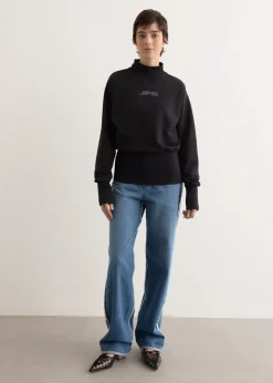 Cotton Cropped Crew Neck Sweater