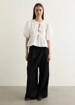 Cotton Poplin Peplum Blouse