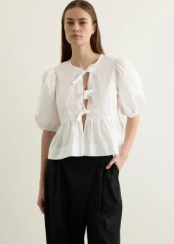 Cotton Poplin Peplum Blouse