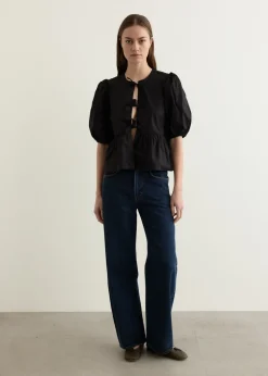 Cotton Poplin Peplum Blouse